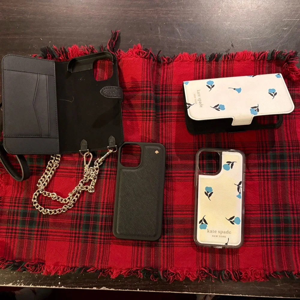 Kate Spade Glitter Black & Dainty Bloom IPhone 12 mini Magnetic Wrap Folio Cases